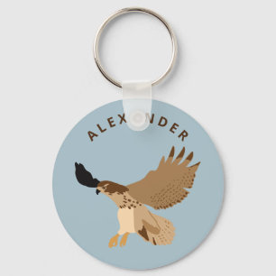 Red-Tailed Hawk in Flight Personalised Key Ring