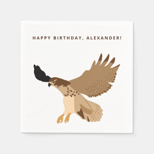 Red-Tailed Hawk in Flight Personalised Napkin (Front)