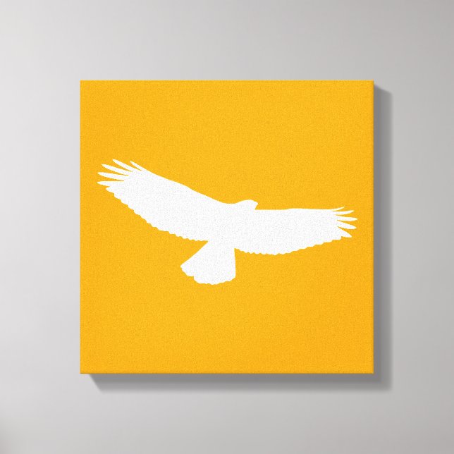 Red Tailed Hawk in Flight White Outline on Orange1 Canvas Print (Front)