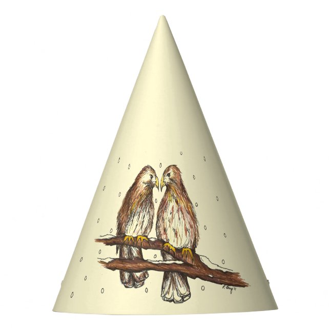 Red Tailed Hawk Love Bird Snow Christmas Holiday Party Hat (Front)