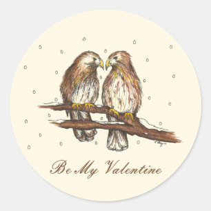 Red-Tailed Hawk Love Birds Be Mine My Valentine Classic Round Sticker