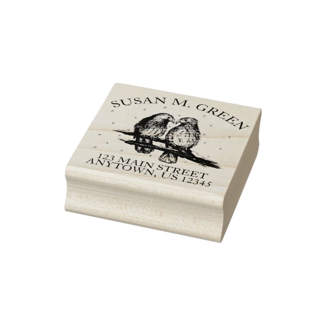 Red Tailed Hawk Lovebirds Snow Bird Address Rubber Stamp (Stamp)
