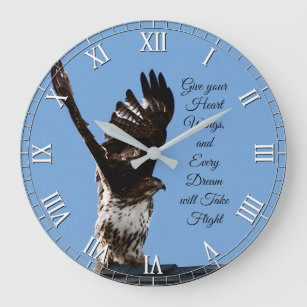 Red-Tailed Hawk Raptor Inspirational Quote Large Clock