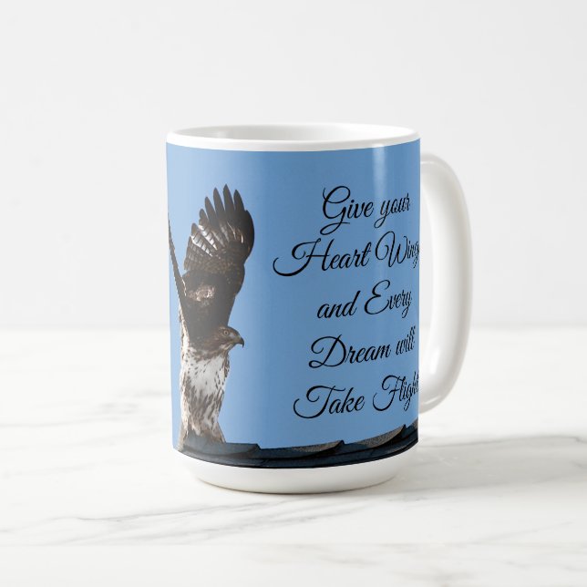 Red-Tailed Hawk Taking Flight Inspirational Coffee Mug (Front Right)