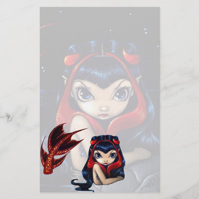 "Red Tailed Mermaid" Stationery (Front)