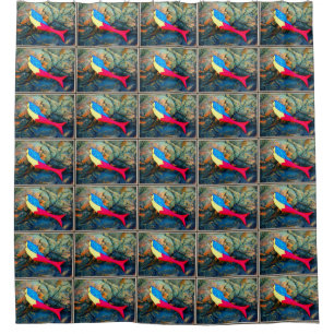 red-tailed mermaids with black hair shower curtain
