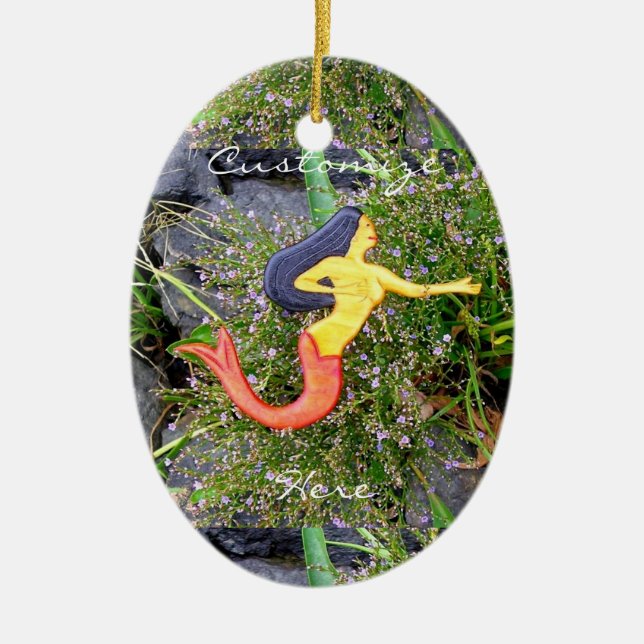 red-tailed sirena mermaid beauty ceramic tree decoration (Front)