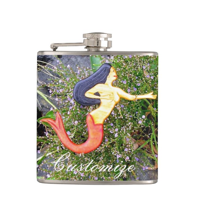red-tailed sirena mermaid hip flask (Front)
