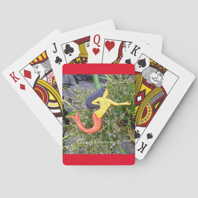 red-tailed sirena mermaid playing cards (Back)