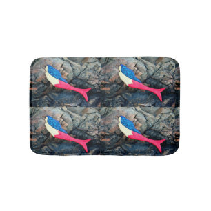 red-tailed swimming  mermaids bath mat