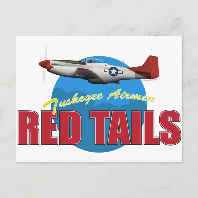 Red Tails Tuskegee Airmen with P-51 Postcard (Front)