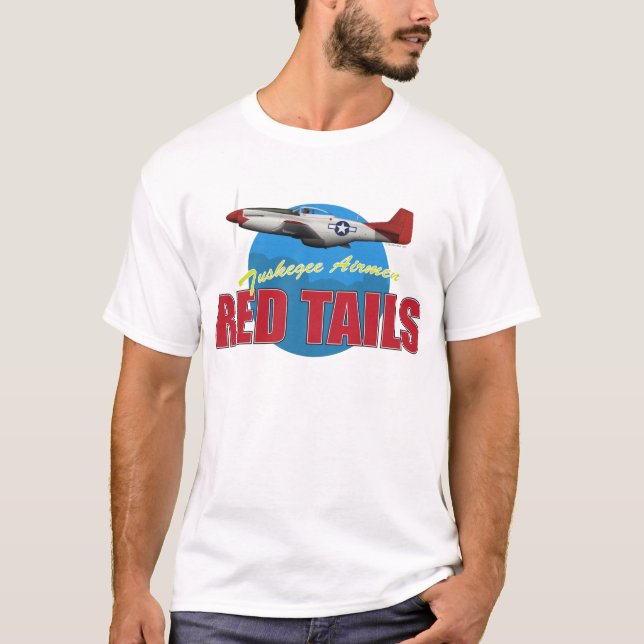 Red Tails Tuskegee Airmen with P-51 T-Shirt (Front)