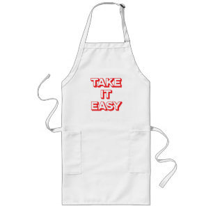 Red Take it Easy Vintage Look Long Apron