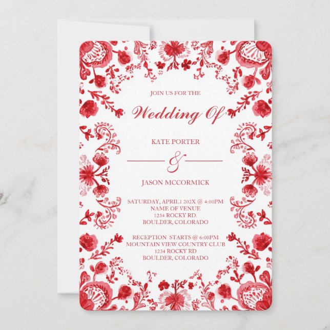 Red Talavera Wedding  Invitation (Front)
