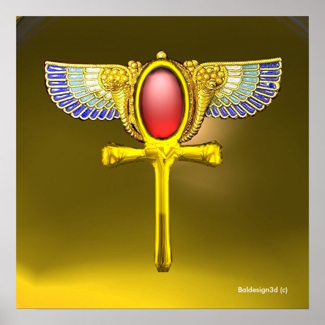 RED TALISMAN/ EGYPTIAN WINGED ANKH AND CORNUCOPIA POSTER (Front)