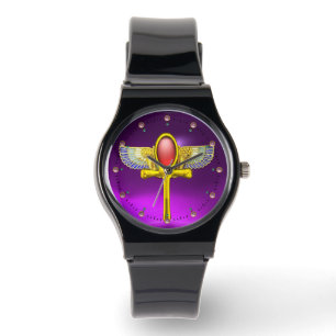 RED TALISMAN/EGYPTIAN WINGED ANKH AND CORNUCOPIA WATCH