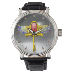 RED TALISMAN/EGYPTIAN WINGED ANKH CORNUCOPIA White Watch