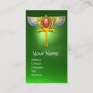 RED TALISMAN/ EGYPTIAN WINGED ANKH WITH CORNUCOPIA BUSINESS CARD