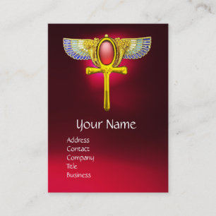 RED TALISMAN/ EGYPTIAN WINGED ANKH WITH CORNUCOPIA BUSINESS CARD