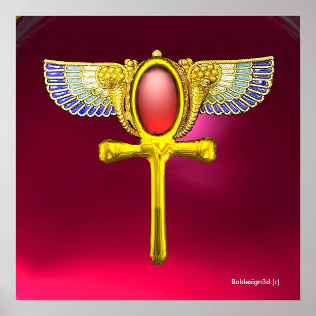 RED TALISMAN/ EGYPTIAN WINGED ANKH WITH CORNUCOPIA POSTER (Front)