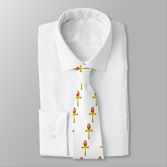 RED TALISMAN / Gold Ankh,White Tie (Tied)