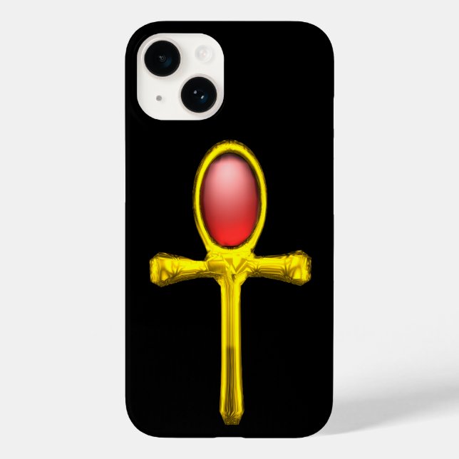 RED TALISMAN /GOLD EGYPTIAN ANKH Black Case-Mate iPhone Case (Back)
