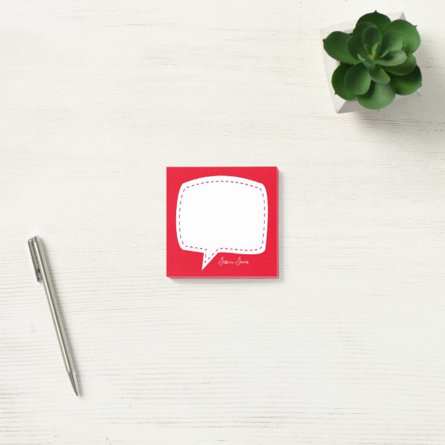 Red Talk Bubble Personalised Name speech bubble Post-it Notes (Office)