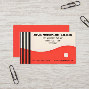 Red Tan Black Avant-Garde Modern Art Business Card