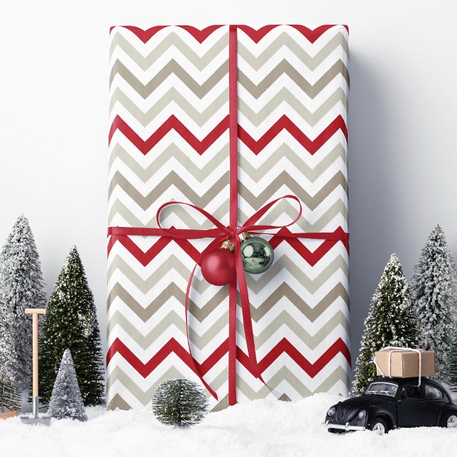 Red Tan Chevron Christmas Wrapping Paper (Creator Uploaded)