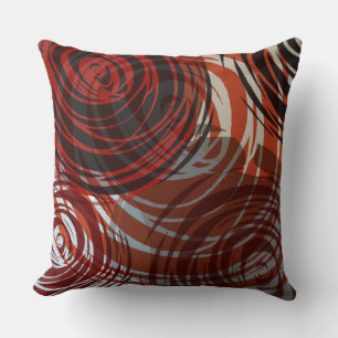 RED TAN SPIRAL DESIGN Retro Throw Pillow