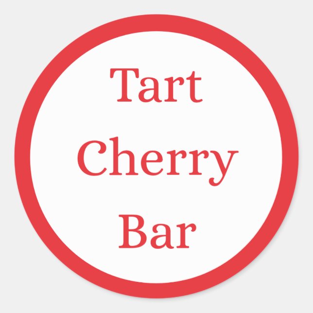 RED Tart Cherry Bar Flavour Round Sticker (Front)