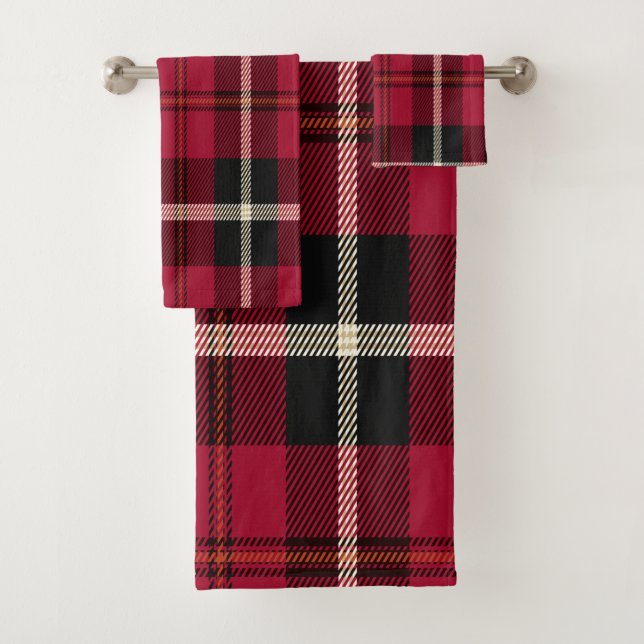 Red Tartan Bath Towel Set (Insitu)