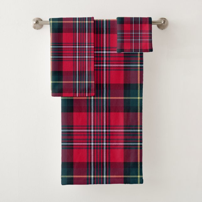 Red Tartan Bath Towel Set (Insitu)