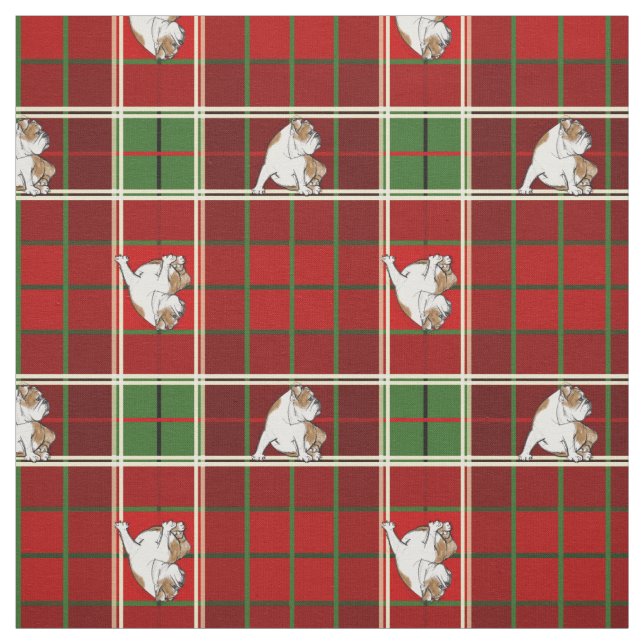 Red Tartan Bulldog Fabric (Swatch)