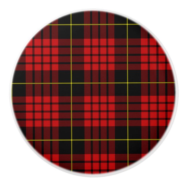 Red Tartan Ceramic Knob (Front)