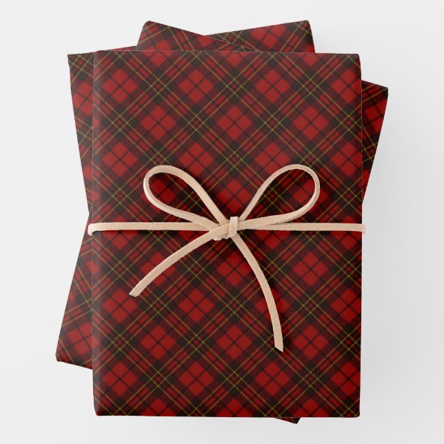 Red tartan Christmas plaid winter holidays pattern Wrapping Paper Sheet (In situ)