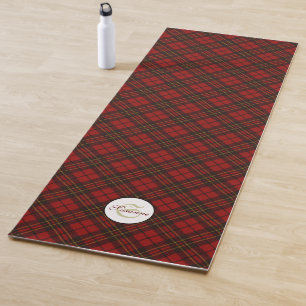 Red tartan Christmas plaid winter pattern Monogram Yoga Mat