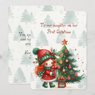Red Tartan Daughter First Christmas Card