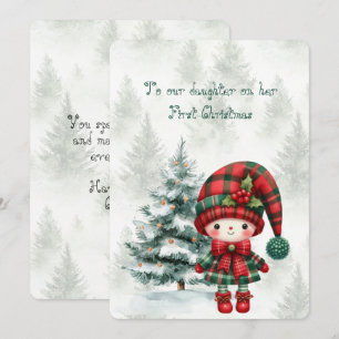 Red Tartan Daughter First Christmas Card