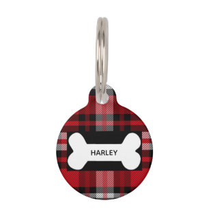 Red Tartan Dog Tag