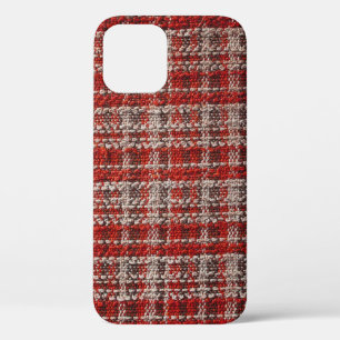 Red Tartan Fabric: Textured Background iPhone 12 Case