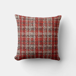 Red Tartan Fabric: Textured Background Cushion