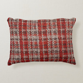 Red Tartan Fabric: Textured Background Decorative Cushion