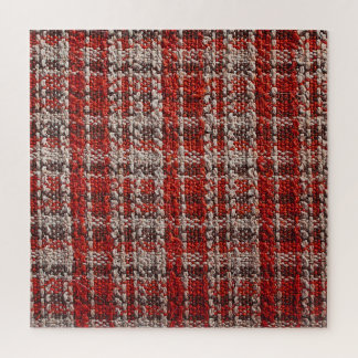 Red Tartan Fabric: Textured Background Jigsaw Puzzle