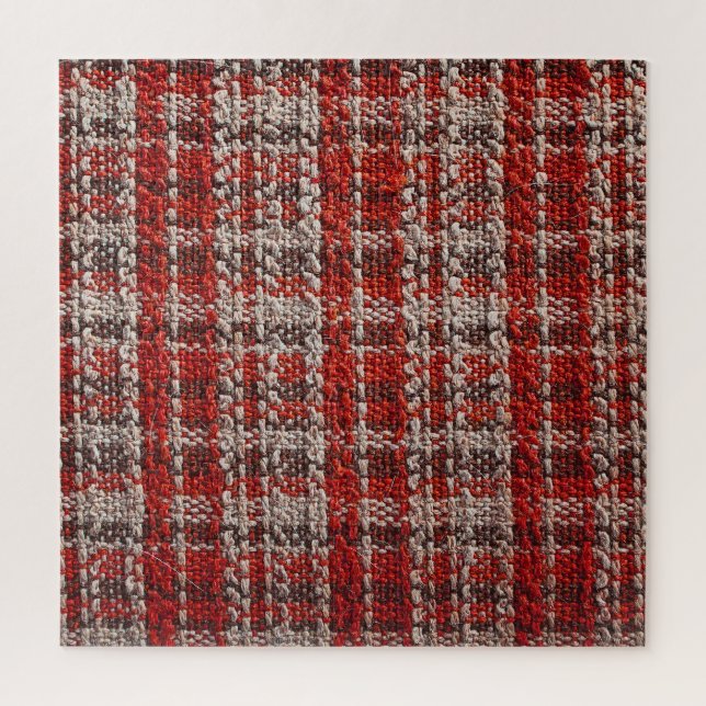 Red Tartan Fabric: Textured Background Jigsaw Puzzle (Vertical)