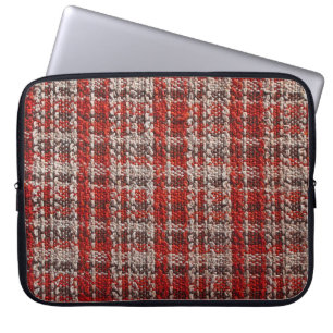 Red Tartan Fabric: Textured Background Laptop Sleeve