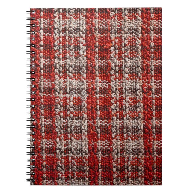 Red Tartan Fabric: Textured Background Notebook (Front)