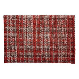 Red Tartan Fabric: Textured Background Pillowcase