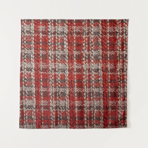 Red Tartan Fabric: Textured Background Tapestry