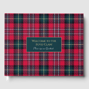 Red Tartan Guestbook, all Text customisable Guest  Guest Book